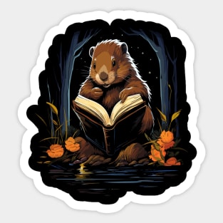 Beaver Reads Book Sticker